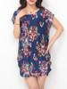 Casual Round Neck Sack Shift Dress In Floral Printed Casual Round Neck Sack Shift Dress In Floral Printed