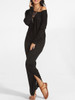 Casual Loose Fitting One Shoulder Plain Side Slit Maxi-dress