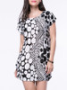 Casual Black White Polka Dot Round Neck Shift Dress