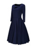 Casual Asymmetric Neck Cutout Plain Skater Dress