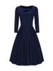 Casual Asymmetric Neck Cutout Plain Skater Dress