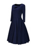 Casual Asymmetric Neck Cutout Plain Skater Dress