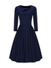 Casual Asymmetric Neck Cutout Plain Skater Dress