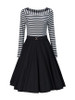 Casual Round Neck Striped Skater Dress