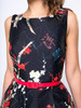 Casual Round Neck Belt Floral Printed Skater Dress
