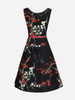 Casual Round Neck Belt Floral Printed Skater Dress
