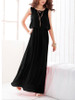 Casual Solid Elastic Waist Chiffon Round Neck Maxi Dress