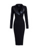 Casual Lapel Patchwork Zips Plain Modern Bodycon Dress