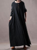 Plus Size Loose Black Striped Long Dress