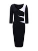 Casual Graceful V-Neck Color Block Bodycon Dress