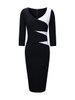 Casual Graceful V-Neck Color Block Bodycon Dress