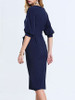 Casual Round Neck Pocket Removable Tie Plain Bodycon Dress