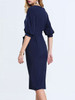 Casual Round Neck Pocket Removable Tie Plain Bodycon Dress