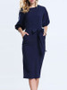 Casual Round Neck Pocket Removable Tie Plain Bodycon Dress