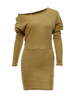 Casual One Shoulder Batwing Sleeve Plain Bodycon Dress