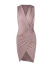 Casual Deep V-Neck Plain Ruched Bodycon Dress