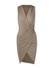 Casual Deep V-Neck Plain Ruched Bodycon Dress