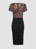 Casual Leopard V-Neck Ruffle Trim Bodycon Dress