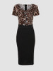 Casual Leopard V-Neck Ruffle Trim Bodycon Dress