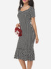 Casual Houndstooth Ruffled Hem Graceful Sweet Heart Bodycon-dress