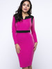 Casual Courtly Split Neck Color Block Bodycon Dress Casual Courtly Split Neck Color Block Bodycon Dress