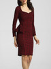 Casual Sweet Heart Bust Darts Houndstooth Flounce Bodycon-dress