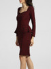Casual Sweet Heart Bust Darts Houndstooth Flounce Bodycon-dress