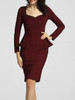 Casual Sweet Heart Bust Darts Houndstooth Flounce Bodycon-dress