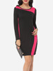 Casual Color Block Captivating Round Neck Bodycon-dress