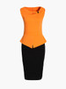 Casual Asymmetric Neckline Keyhole Color Block Patchwork Bodycon-dres