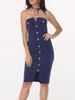Casual Plain Split Decorative Buttons Sexy Tube Bodycon-dress