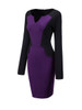 Casual Split Neck Color Block Bodycon Dress Casual Split Neck Color Block Bodycon Dress
