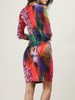 Keyhole Abstract Print Round Neck Bodycon Dress