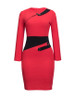 Casual Asymmetric Neckline Color Block Buttons Bodycon-dress
