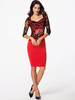 Casual Sweet Heart Patchwork Hollow Out Spit Bodycon Dress