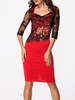 Casual Sweet Heart Patchwork Hollow Out Spit Bodycon Dress