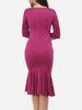 Casual Round Neck Decorative Hardware Mermaid Plain Bodycon-dres