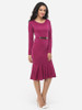 Casual Round Neck Decorative Hardware Mermaid Plain Bodycon-dres