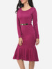 Casual Round Neck Decorative Hardware Mermaid Plain Bodycon-dres