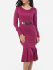 Casual Round Neck Decorative Hardware Mermaid Plain Bodycon-dres