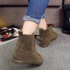 Casual Pure Color Suede Heel Increasing Flat Lace Up Ankle Boots For Women
