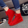 Casual Pure Color Suede Heel Increasing Flat Lace Up Ankle Boots For Women