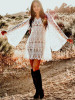Full Lace Embroidered Flared Sleeve Hollow Vacation Beach Cover-Ups