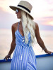 Women Summer Boho Maxi Long Striped Halter Evening Party Beach Dresses Women Summer Boho Maxi Long Striped Halter Evening Party Beach Dresses