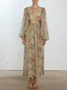 Printed V-neck Bowknot Bohemia Midi Dresses