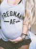 New Grey-Black Monogram Pregnant AF Pattern Deep V-neck Casual Maternity Vest