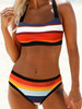 Women's Large Size Swimwear Print Triangle Split Swimsuit