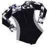 Sexy One Piece Women's Swimsuit Hot Spring Surfing Diving Long Sleeve Swimsuit Print