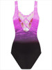 Women's Gradient Solid Color Sexy Underwireless Bikini One-Piece Swimsuit