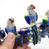 European Style Bird Shape Tiaras Blue Pearl Crystal Bridal Hair Accessories